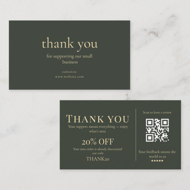 Carte De Visite Modern Small Business Thank You Discount QR Card  (Devant / Derrière)