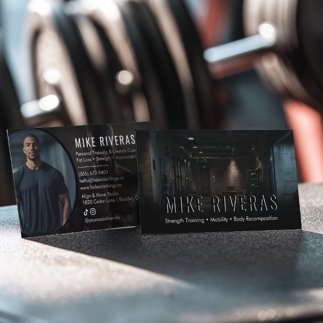 Carte De Visite Modern Strength Training Fitness Coach Personal (Modern Strength Training Fitness Coach Personal Business Card)