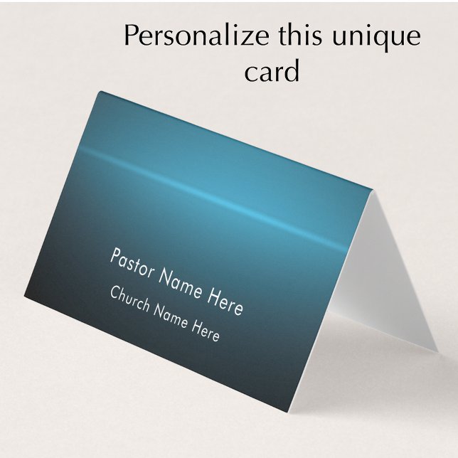 Carte De Visite Modern Stylish Custom Text Christian Church Pastor (Personalize this unique modern blue turquoise business card template. Stylish pastor contact card.)