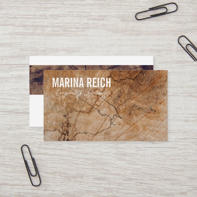 Carte De Visite modern stylish woodworkers Business Card (Devant/Arrière en situation)