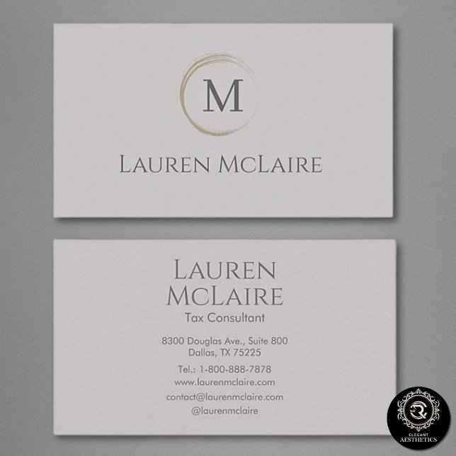 Carte De Visite Modern Taupe Gray Logo Business Branding (Créateur téléchargé)