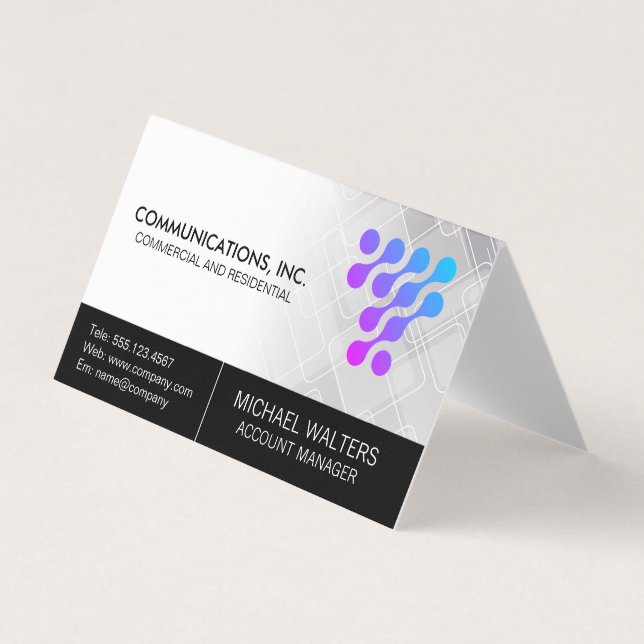 Carte De Visite Modern Tech Logo | Communications Start Up (Devant)