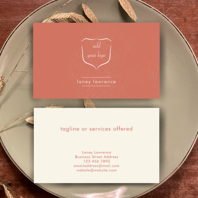 Carte De Visite Modern Terracotta Add Logo Beauty Professional (Custom textured terracotta business card template. Modern simple add your logo and name. 
)