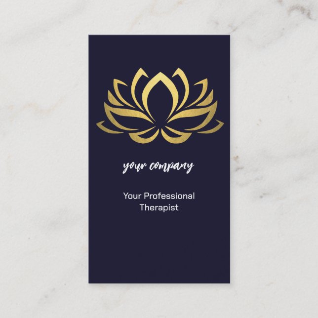 Carte De Visite Modern Therapist Wellness Holographic Gold Lotus (Devant)