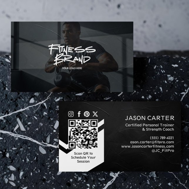 Carte De Visite Modern Trendy Sporty Fitness Personal Trainer (Modern Trendy Sporty Fitness Personal Trainer Business Card)
