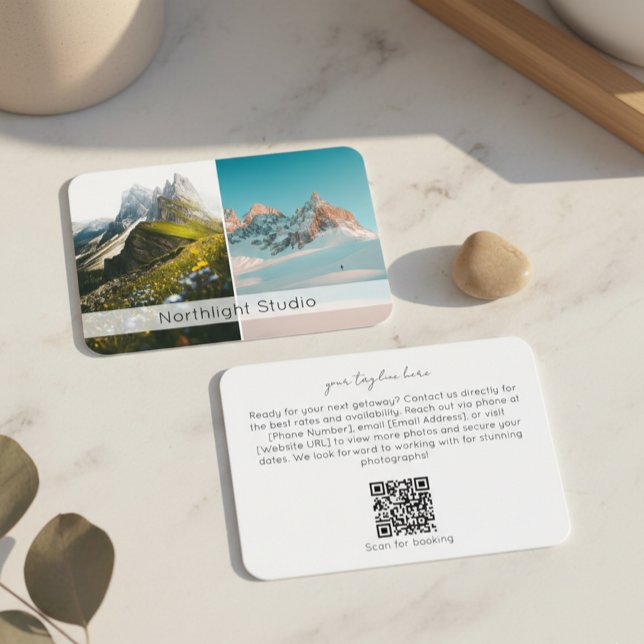 Carte De Visite Modern Two Photo Photography QR Code Camera (Créateur téléchargé)