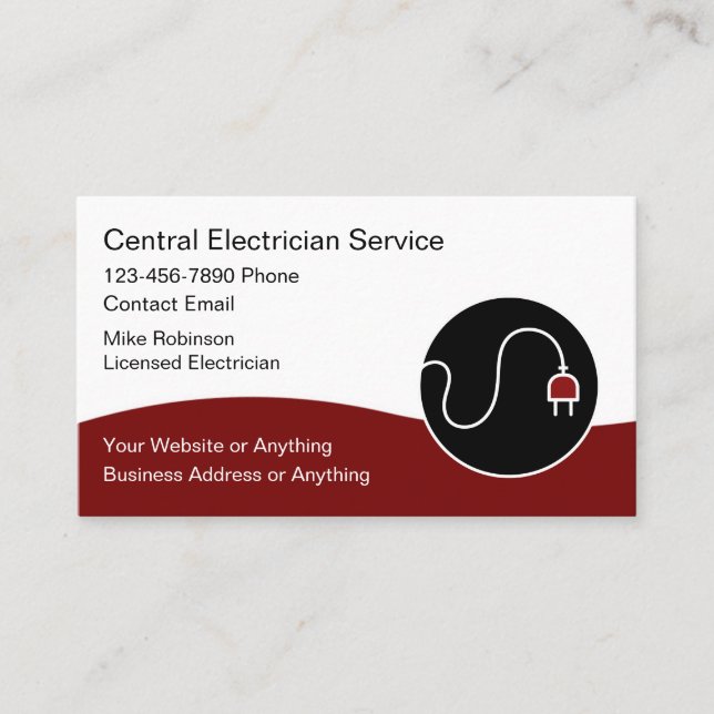 Carte De Visite Modern Unique Electrician Business Cards (Devant)
