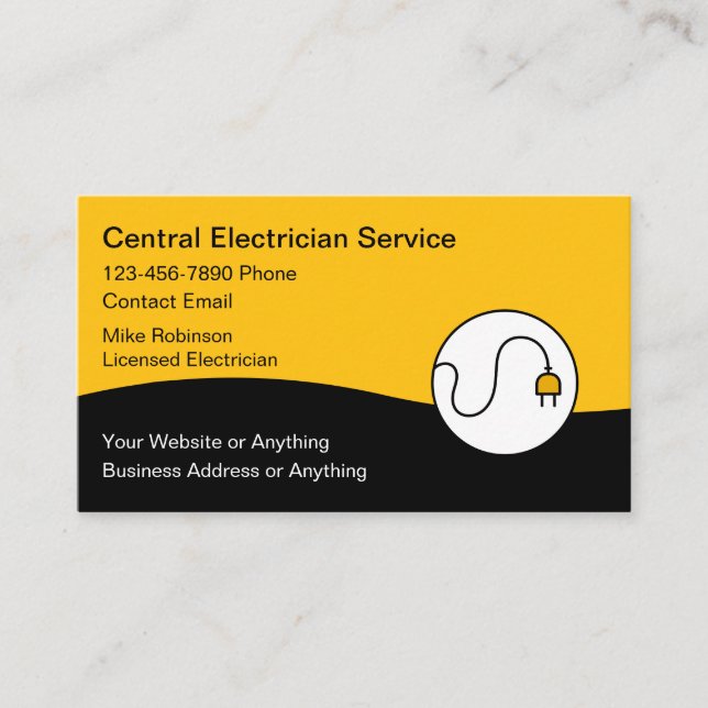 Carte De Visite Modern Unique Electrician Business Cards (Devant)