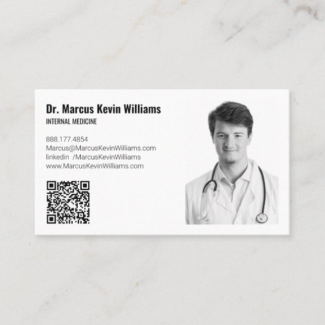 Carte De Visite Modern White Minimalist Medical Doctor Horizontal (Devant)
