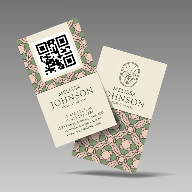Carte De Visite Modern Zen Holistic Health QR Code Business Card (Créateur téléchargé)