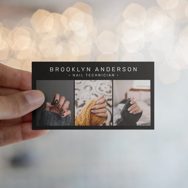 Carte De Visite Moderne 3 Photo Nail Artiste Tech (Créateur téléchargé)