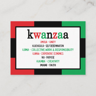 Carte De Visite Moderne 7 Principes Vert Rouge Noir Kwanzaa