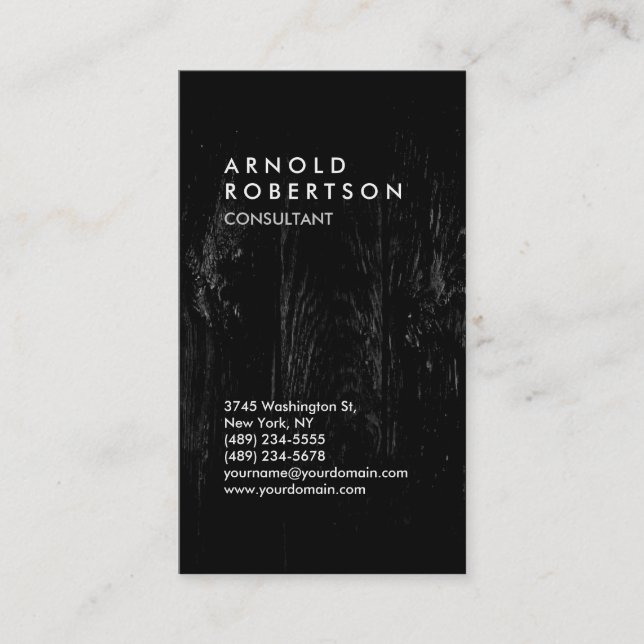 Carte de visite moderne à effet bois noir tendance (Devant)