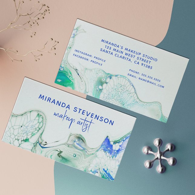 Carte De Visite Moderne Abstrait bleu acrylique pour peindre (Créateur téléchargé)