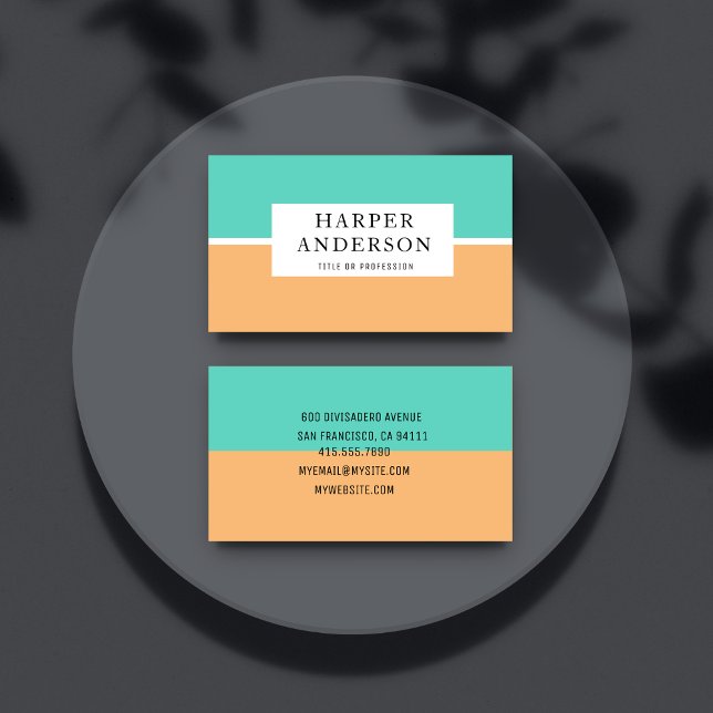 Carte De Visite Moderne Abstrait Green & Orange Professional (Créateur téléchargé)