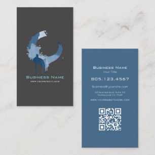 Carte De Visite Moderne Abstrait Gris Foncé & Bleu Tourbillon
