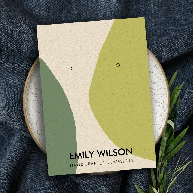CARTE DE VISITE MODERNE ABSTRAIT LIME VERT KRA ART EARRING AFFICHA (Créateur téléchargé)