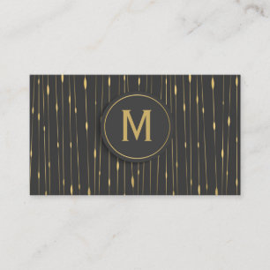 Carte De Visite Moderne Abstrait Monogrammé Lignes Dorées - Charbo