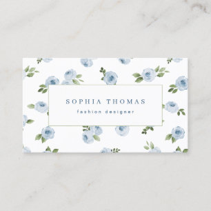 Carte De Visite Moderne aquarelle floral bleu vert professionnel