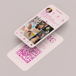 Carte De Visite Moderne Artiste Nail Tech Esthétique Pink Instagra