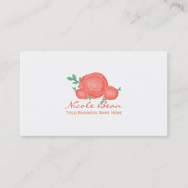 Carte de visite moderne aux fleurs florales orange (Devant)