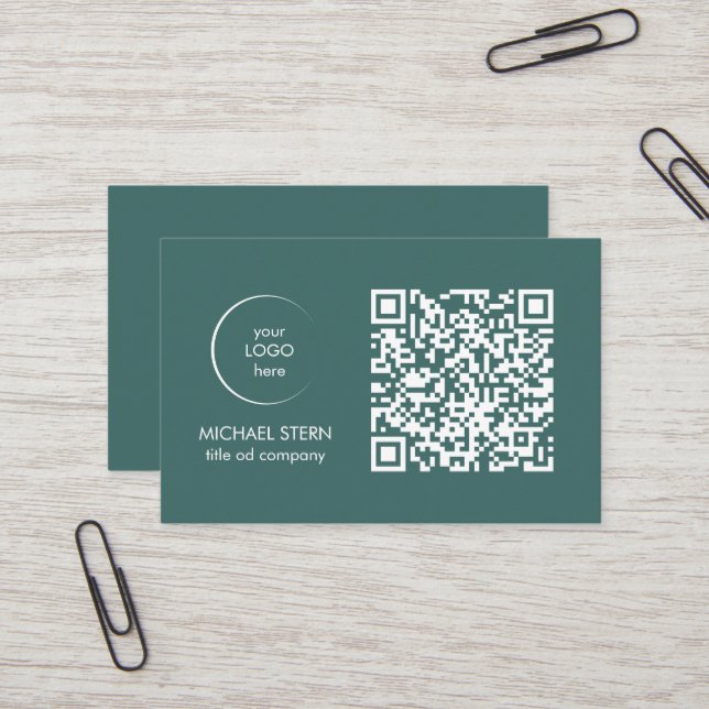 Carte de visite moderne avec code QR (Devant/Arrière en situation)