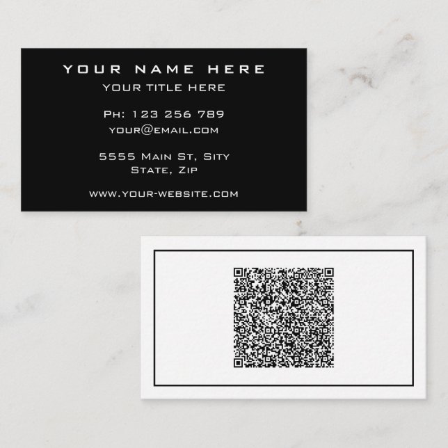 Carte de visite moderne avec code QR - Choisir les (Devant / Derrière)