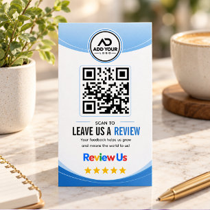 Carte de visite moderne avec code QR et vagues ble