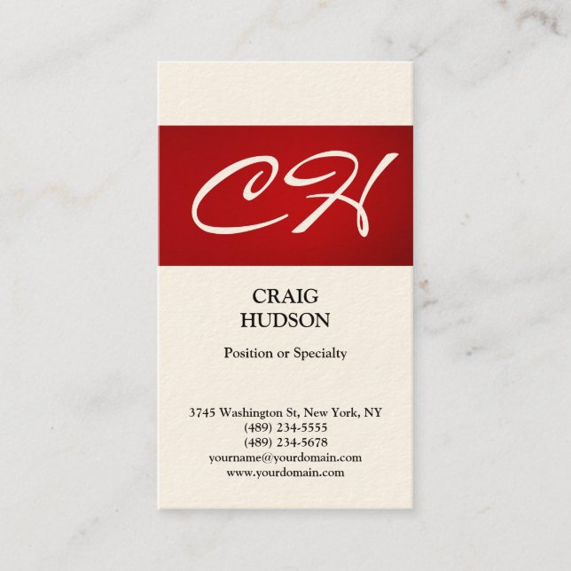 Carte de visite moderne avec monogramme à rayure r (Devant)