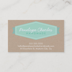 Carte De Visite MODERNE BADGE LOGO pastel bold menthe Eco kraft