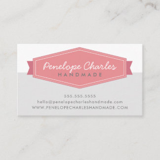 Carte De Visite MODERNE BADGE LOGO rétro corail rose moyen gris