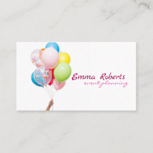 Carte de visite moderne ballons roses et blancs