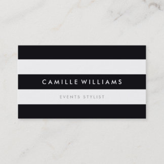Carte De Visite MODERNE Bande MINIMALE motif en gras noir blanc