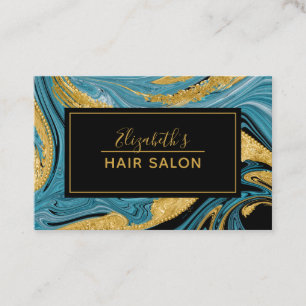 Carte De Visite Moderne Black Gold Hair Stylliste Professionnelle