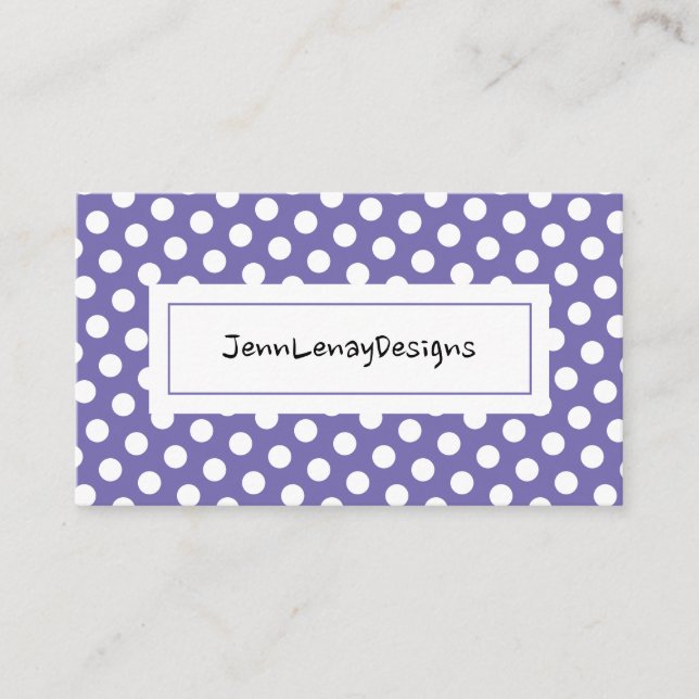 Carte De Visite Moderne Bleu Blanc Pois Motif Chic (Devant)