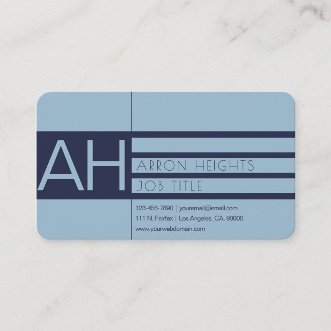 Carte De Visite Moderne bleu clair et bleu (Devant)