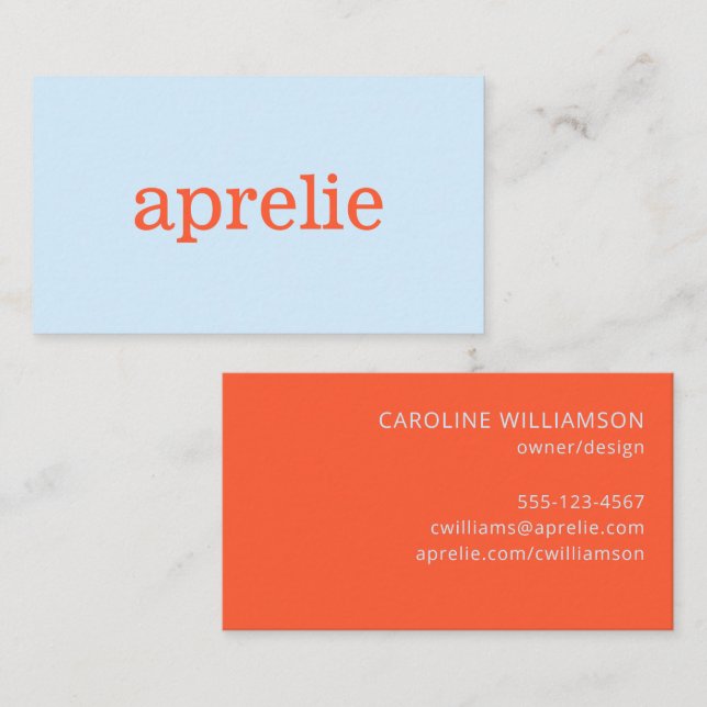 Carte De Visite Moderne Bleu Orange Créatif Professionnel (Devant / Derrière)