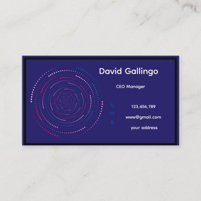 Carte de visite moderne bleue, 8,89 cm x 5,08 cm (Devant)