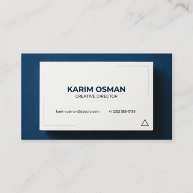 Carte de visite moderne bleue avec design géométri (Devant)