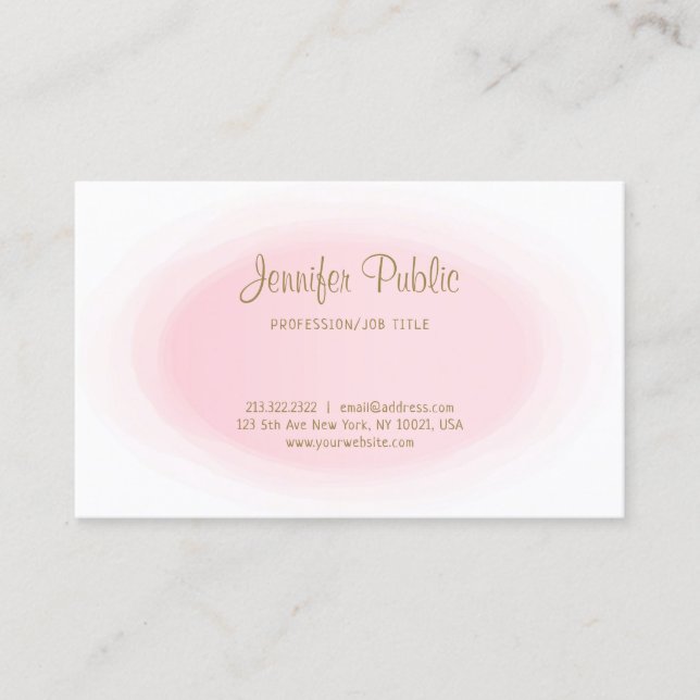 Carte De Visite Moderne Blush Pink Or Élégant Simple Professionnel (Devant)