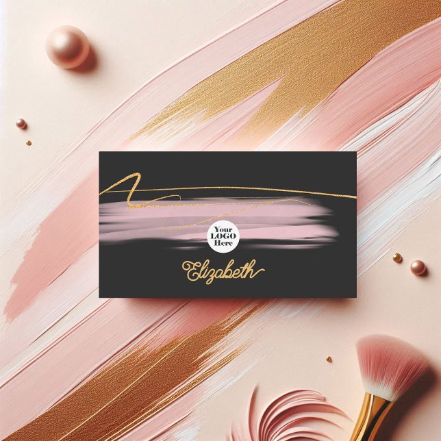 Carte De Visite Moderne Blush Rose & Or Élégante marque d'entrepri (Modern Blush Pink and Gold Elegant Business Branding Business Card)