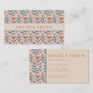 Carte De Visite Moderne Bohème Beige Floral Teal