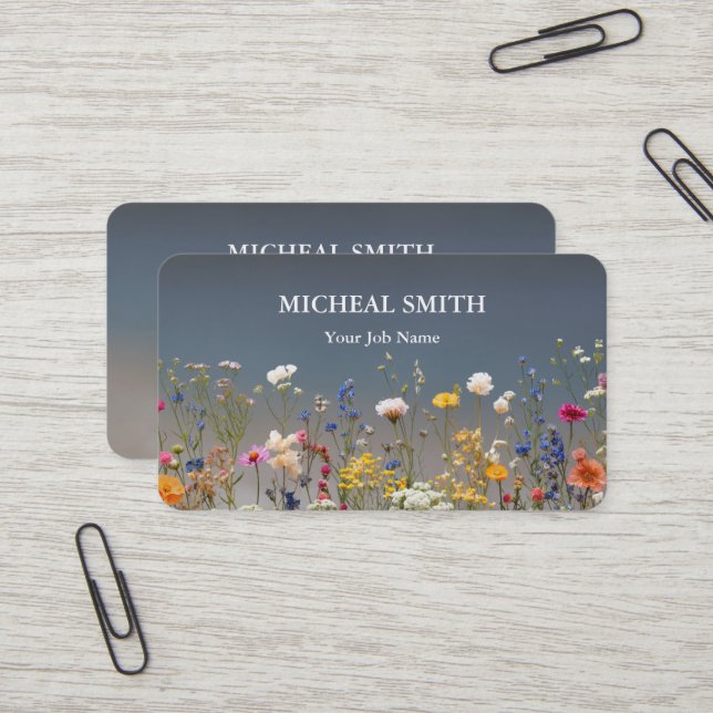 Carte De Visite Moderne Boho Floral Kraft  (Devant/Arrière en situation)