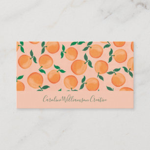 Carte De Visite Moderne Boho Rose Citrus Oranges Fruit Script