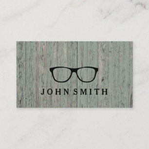 Carte De Visite Moderne Bois Vert Logo de Lunettes Rustique & Raff