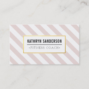 Carte De Visite MODERNE BOLD strié or logo emblème blush rose