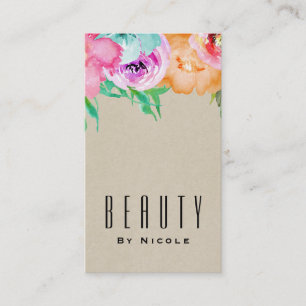Carte De Visite Moderne brillant Floral Brown Kraft Glam Country C