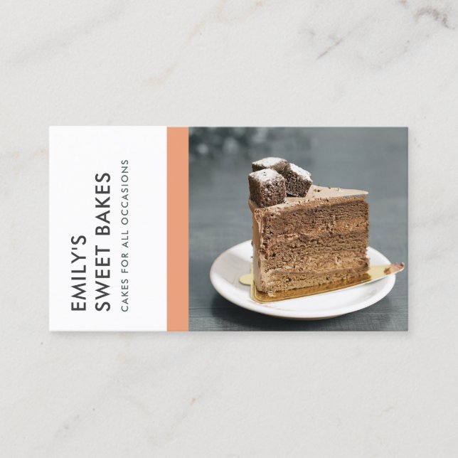 CARTE DE VISITE MODERNE BRILLANT FUN BRILLANT PEACH BAKERY CHEF PH (Devant)