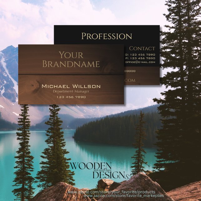 Carte De Visite Moderne Brown en bois foncé Grain Cool en bois (Créateur téléchargé)