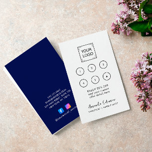 Carte De Visite Moderne Business Reward 6 Punch Logo blanc BLUE